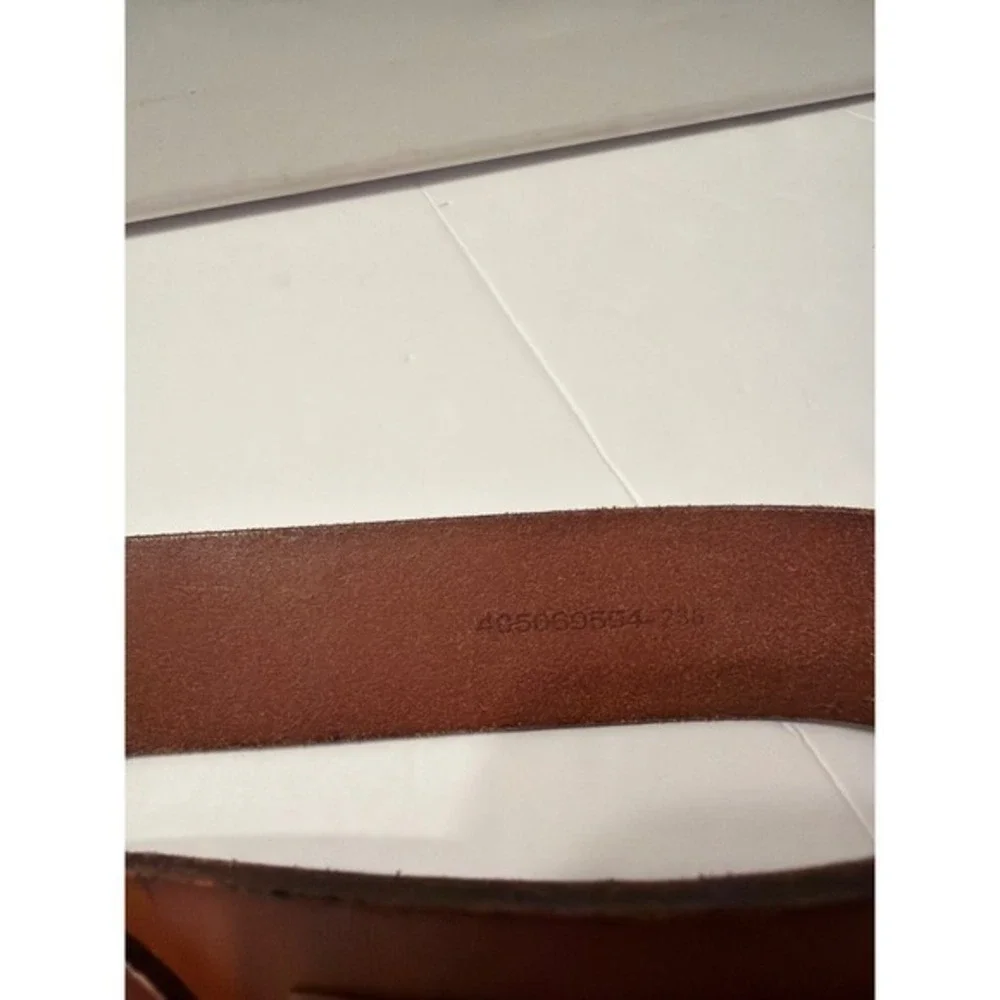 Polo Ralph Lauren Mens Cognac Brown Leather Belt Silver Buckle Size 44